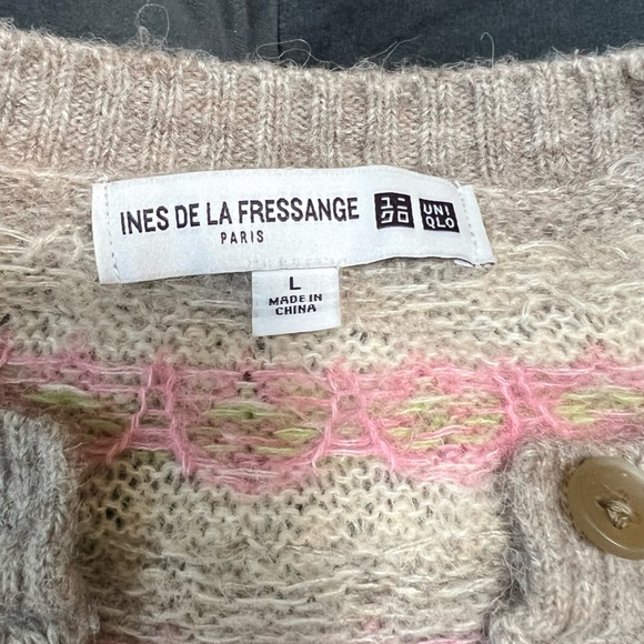 INES DE LA FRESSANGE Paris Wool Blend Button Up Cardigan Women’s Large Neutral - Picture 9 of 10